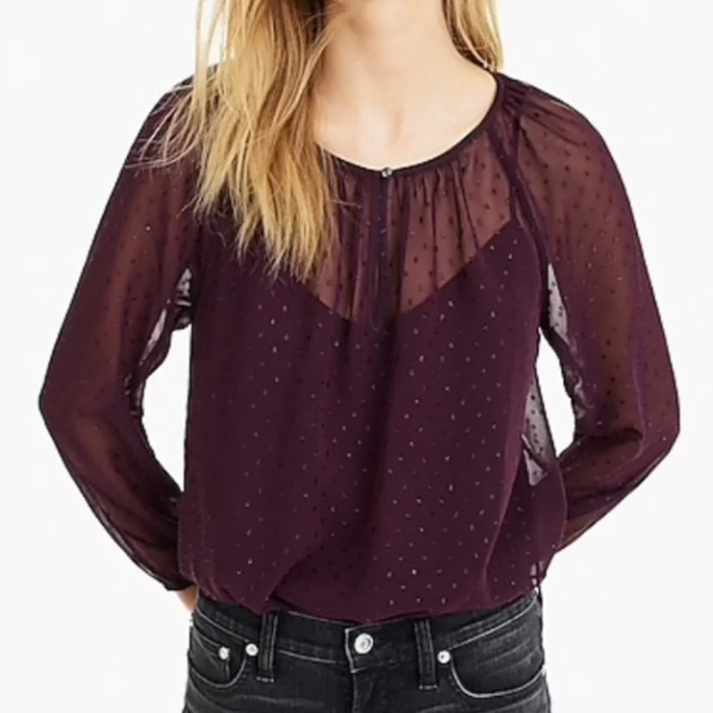 Point‎ Sur pin dot chiffon popover blouse